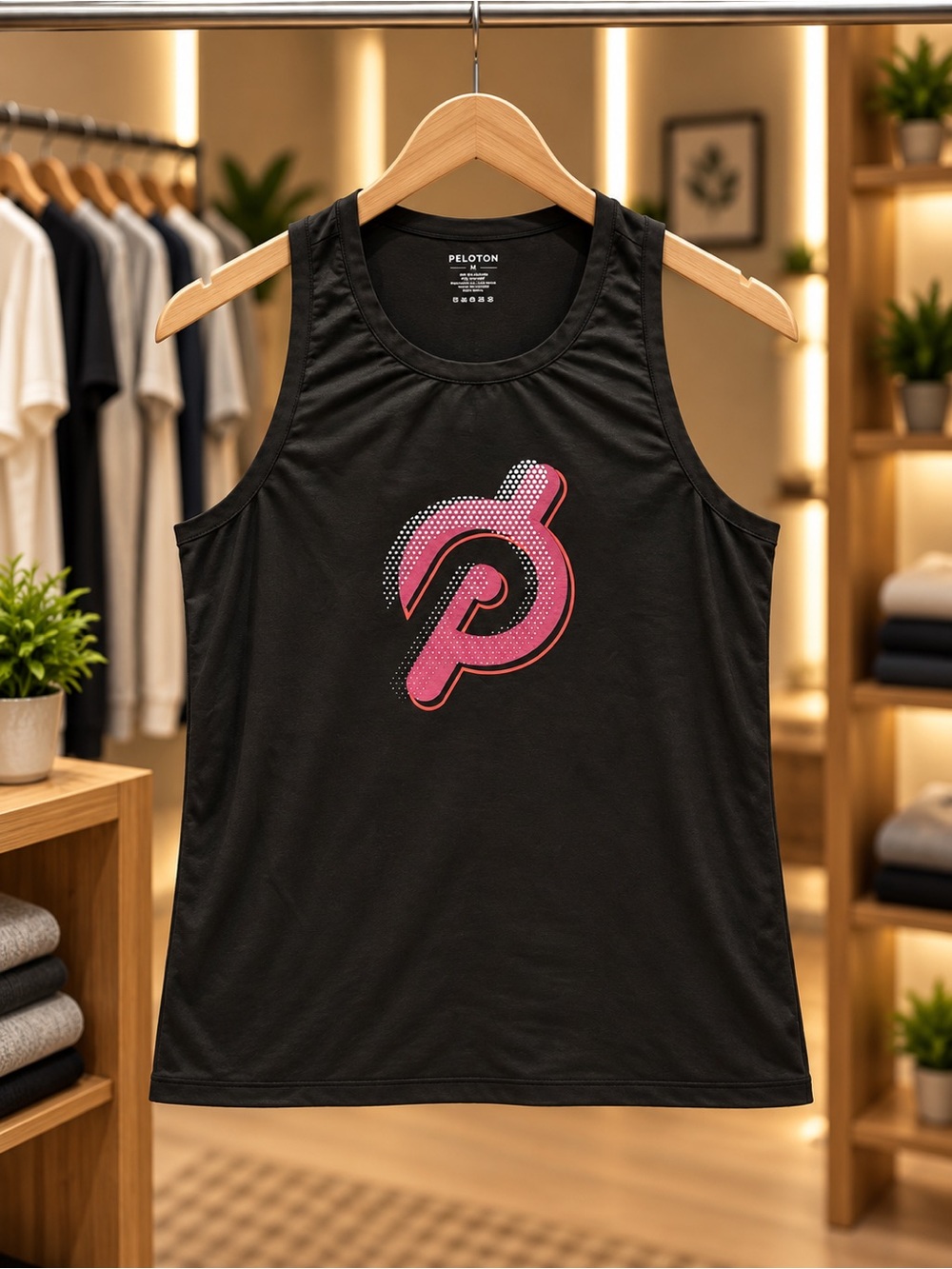 Peloton Black Tank with Pink Logo Detail